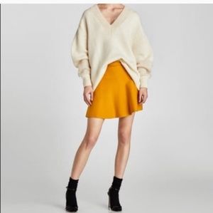 Mustard Zara knit skater skirt